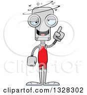 Clipart Of A Cartoon Skinny Drunk Or Dizzy Robot Wrestler Royalty Free Vector Illustration