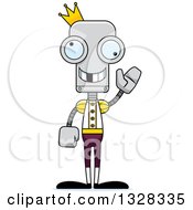 Poster, Art Print Of Cartoon Skinny Waving Robot Prince With A Missing Tooth
