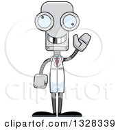 Clipart Of A Cartoon Skinny Waving Robot Doctor With A Missing Tooth Royalty Free Vector Illustration by Cory Thoman