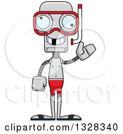 Poster, Art Print Of Cartoon Skinny Snorkel Waving Robot With A Missing Tooth