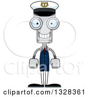 Poster, Art Print Of Cartoon Skinny Happy Robot Boat Captain
