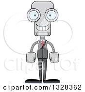 Clipart Of A Cartoon Skinny Happy Business Robot Royalty Free Vector Illustration