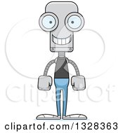Clipart Of A Cartoon Skinny Happy Casual Robot Royalty Free Vector Illustration