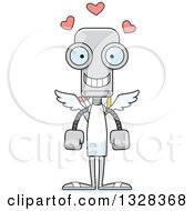 Clipart Of A Cartoon Skinny Happy Cupid Robot Royalty Free Vector Illustration