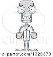 Clipart Of A Cartoon Skinny Happy Robot Doctor Royalty Free Vector Illustration by Cory Thoman