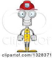 Poster, Art Print Of Cartoon Skinny Happy Robot Firefighter