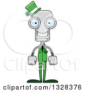 Clipart Of A Cartoon Skinny Happy Irish St Patricks Day Robot Royalty Free Vector Illustration