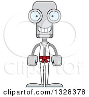 Clipart Of A Cartoon Skinny Happy Karate Robot Royalty Free Vector Illustration