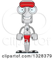 Poster, Art Print Of Cartoon Skinny Happy Robot Lifeguard