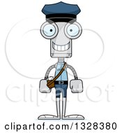 Clipart Of A Cartoon Skinny Happy Robot Mailman Royalty Free Vector Illustration by Cory Thoman