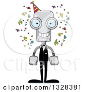 Clipart Of A Cartoon Skinny Happy Party Robot Royalty Free Vector Illustration