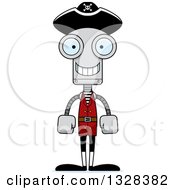 Clipart Of A Cartoon Skinny Happy Pirate Robot Royalty Free Vector Illustration