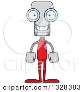 Clipart Of A Cartoon Skinny Happy Robot In Pajamas Royalty Free Vector Illustration by Cory Thoman