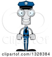 Poster, Art Print Of Cartoon Skinny Happy Robot Police Officer