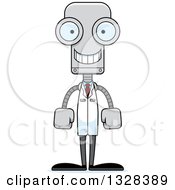 Clipart Of A Cartoon Skinny Happy Robot Scientist Royalty Free Vector Illustration