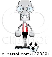 Poster, Art Print Of Cartoon Skinny Happy Robot Soccer Player