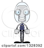 Clipart Of A Cartoon Skinny Happy Futuristic Space Robot Royalty Free Vector Illustration