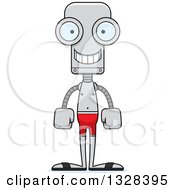 Clipart Of A Cartoon Skinny Happy Robot Swimmer Royalty Free Vector Illustration