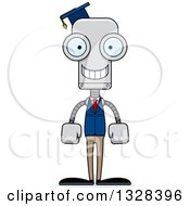 Poster, Art Print Of Cartoon Skinny Happy Robot Professor