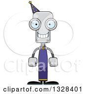 Clipart Of A Cartoon Skinny Happy Wizard Robot Royalty Free Vector Illustration