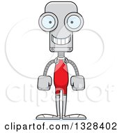 Clipart Of A Cartoon Skinny Happy Robot Wrestler Royalty Free Vector Illustration