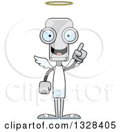Poster, Art Print Of Cartoon Skinny Robot Angel With An Idea