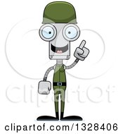 Poster, Art Print Of Cartoon Skinny Robot Soldier With An Idea
