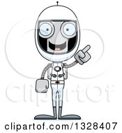 Clipart Of A Cartoon Skinny Robot Astronaut With An Idea Royalty Free Vector Illustration