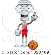 Poster, Art Print Of Cartoon Skinny Robot Basketball Player With An Idea