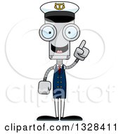 Poster, Art Print Of Cartoon Skinny Robot Boat Captain With An Idea