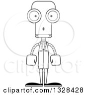 Poster, Art Print Of Cartoon Black And White Skinny Surprised Robot Scientist