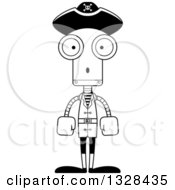Poster, Art Print Of Cartoon Black And White Skinny Surprised Pirate Robot