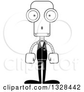 Poster, Art Print Of Cartoon Black And White Skinny Surprised Robot Groom