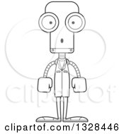 Poster, Art Print Of Cartoon Black And White Skinny Surprised Robot Doctor