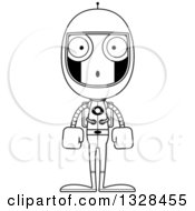 Poster, Art Print Of Cartoon Black And White Skinny Surprised Astronaut Robot