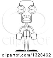 Poster, Art Print Of Cartoon Black And White Skinny Sad Business Robot