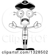 Poster, Art Print Of Cartoon Black And White Skinny Scared Pirate Robot