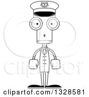 Poster, Art Print Of Cartoon Black And White Skinny Surprised Robot Captain