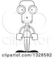 Poster, Art Print Of Cartoon Black And White Skinny Surprised Business Robot