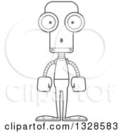 Poster, Art Print Of Cartoon Black And White Skinny Surprised Casual Robot