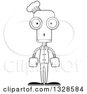 Poster, Art Print Of Cartoon Black And White Skinny Surprised Chef Robot