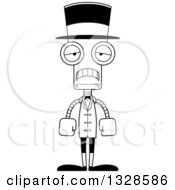 Poster, Art Print Of Cartoon Black And White Skinny Sad Robot Circus Ringmaster