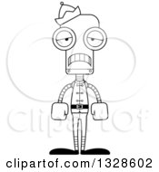 Poster, Art Print Of Cartoon Black And White Skinny Sad Robot Christmas Elf