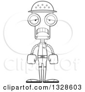 Poster, Art Print Of Cartoon Black And White Skinny Sad Zookeeper Robot