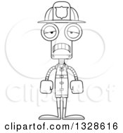 Poster, Art Print Of Cartoon Black And White Skinny Sad Robot Firefighter