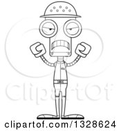 Poster, Art Print Of Cartoon Black And White Skinny Mad Zookeeper Robot