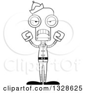 Poster, Art Print Of Cartoon Black And White Skinny Mad Robot Christmas Elf