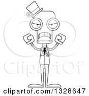 Poster, Art Print Of Cartoon Black And White Skinny Mad St Patricks Day Robot