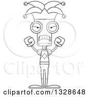 Poster, Art Print Of Cartoon Black And White Skinny Mad Robot Jester