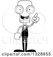 Poster, Art Print Of Cartoon Black And White Skinny Groom Robot With An Idea